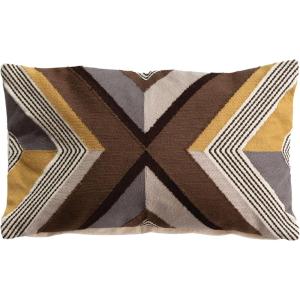 imageCreative CoOp Cotton Embroidered Lumbar Line Design Multicolor Pillows 20quot L x 12quot W x 1quot H