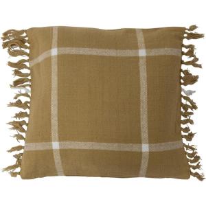 imageCreative CoOp Cotton Flannel Plaid Fringe Pillow 18quot L x 18quot W x 2quot H MulticolorGreen