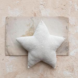 imageCreative CoOp Cream HandWoven Reclaimed Cotton Crocheted Star Shaped Pillow