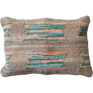 imageCreative CoOp HandWoven Jute and Cotton Chindi Lumbar Pillow Multicolor