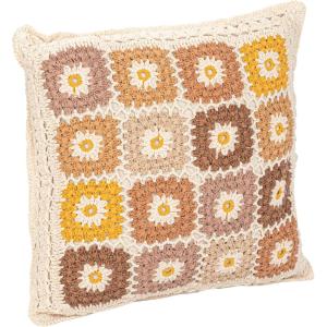 imageCreative CoOp Square Cotton Crocheted Pillow with Block Pattern Multicolor Multi