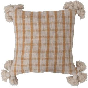 imageCreative CoOp Woven Cotton Slub Plaid Pillow with Tassels