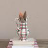 imageCreative CoOp 2 Quart Plaid HandPainted Stoneware Pitcher Red Green and White