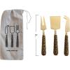 imageCreative CoOp Beaded Handle Stainless Steel Cheese Knives Cream and Brown Set of 3