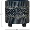 imageCreative CoOp Debossed Stoneware Footed Planter with Pattern Blue ampamp White Holds 9quot Pot