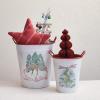 imageCreative CoOp Decorative Metal Buckets with Trees Holiday Saying Red Rim and Handles Multicolor Set of 2