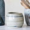imageCreative CoOp HandPainted Stoneware Planter with Pattern and Reactive Glaze White and Blue
