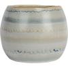 imageCreative CoOp HandPainted Stoneware Planter with Pattern and Reactive Glaze White and Blue