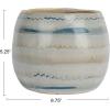 imageCreative CoOp HandPainted Stoneware Planter with Pattern and Reactive Glaze White and Blue