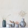 imageCreative CoOp HandPainted Stoneware Planter with Pattern and Reactive Glaze White and Blue