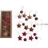 imageCreative CoOp Handmade Wool Felt Ball and Star Ornaments in Kraft Box Red and Brown Set of 18