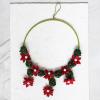imageCreative CoOp Handmade Wool Felt Flower Wreath Red and Green