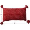 imageCreative CoOp Red Woven Cotton Knit Lumbar Pillow with Tassels Sandwashed Finish