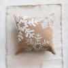 imageCreative CoOp Square Jute Pillow with Appliqued Snowflakes and Cotton Back Natural Silver Color White Blue