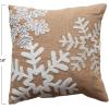 imageCreative CoOp Square Jute Pillow with Appliqued Snowflakes and Cotton Back Natural Silver Color White Blue