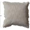 imageCreative CoOp Square Woven Cotton Slub Pillow with Metallic Gold Thread and Fringe Natural Cream