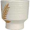 imageCreative CoOp Stoneware Footed Planter with Flower Reactive Glaze White and Mustard