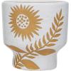 imageCreative CoOp Stoneware Footed Planter with Flower Reactive Glaze White and Mustard