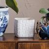 imageCreative CoOp Stoneware Planter with Debossed Woven Grid Pattern White