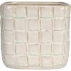 imageCreative CoOp Stoneware Planter with Debossed Woven Grid Pattern White