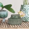 imageCreative CoOp TerraCotta Vase Planter with Embossed Lines and Crackle Glaze Green