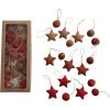 imageCreative CoOp Handmade Wool Felt Ball and Star Ornaments in Kraft Box Red and Brown Set of 18