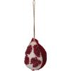 imageCreative CoOp Handmade Wool Felt Pomegranate Ornament with Beads and Embroidery Red and Cream Color