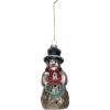 imageCreative CoOp Mercury Glass Snowman Ornament with Wreath Multicolor