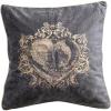 imageCreative CoOp Navy Square Cotton Velvet Printed Pillow with HandEmbroidered Beads Color