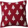 imageCreative CoOp Red and White Square Cotton Slub Pillow with Embroidered Christmas Trees and Beads