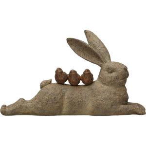 imageCreative CoOp Decorative Resting Rabbit with Birds Figurine BrownDistressed Brown