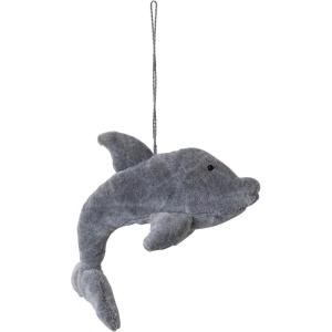 imageCreative CoOp Handmade Cotton Velvet Dolphin Ornament Grey