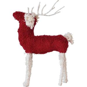 imageCreative CoOp Large Boucl Cotton Knit and Wire Reindeer Red and White