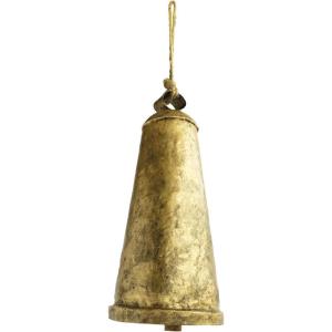 imageCreative CoOp Metal Bell on Jute Rope Hanger Antique Gold Finish