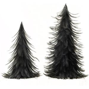 imageCreative CoOp Round Decorative Feather Trees Navy Color Set of 2
