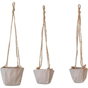 imageCreative CoOp Round Jute and Cotton Hanging Planters Natural Set of 3