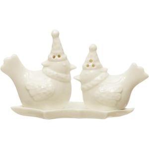 imageCreative CoOp Stoneware Bird Salt and Pepper Shakers on Leaf White
