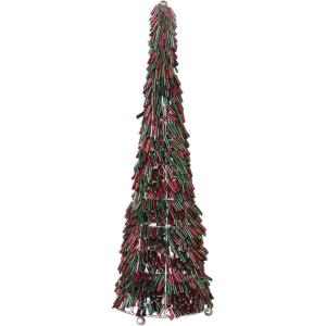 imageCreative CoOp Tall Metal and Glass Beaded Christmas Tree Red and Green