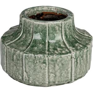 imageCreative CoOp TerraCotta Vase Planter with Embossed Lines and Crackle Glaze Green