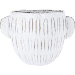 imageEmbossed Stoneware Planter with Reactive Glaze Finish Holds 7quot PotEach one Will Vary DF2924