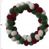 imageCreative CoOp 18 Round Wool Pom Pom Wreath Red Green ampamp Cream Color