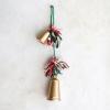 imageCreative CoOp 1912H Hanging Metal Bells wBraided Cotton ampamp Fabric Remnants Hanger Red Green Cream Color ampamp Gold Finish