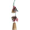 imageCreative CoOp 1912H Hanging Metal Bells wBraided Cotton ampamp Fabric Remnants Hanger Red Green Cream Color ampamp Gold Finish