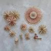 imageCreative CoOp 21 Round 17 Round ampamp 8 Round Handmade Recycled Paper Pinwheels Ornament with LED String in Kraft Box Red ampamp Cream Color