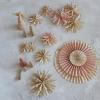 imageCreative CoOp 21 Round 17 Round ampamp 8 Round Handmade Recycled Paper Pinwheels Ornament with LED String in Kraft Box Red ampamp Cream Color