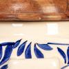 imageCreative CoOp Blue Stoneware Canister with Design Lid and Spoon Cream Natural 55quot H