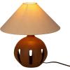 imageCreative CoOp Ceramic Table Lamp with Linen Shade and CutOuts Brown and Natural