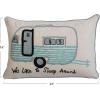 imageCreative CoOp Cotton Embroidered Camper Design and Message Multicolor Lumbar Pillow Multi