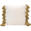 imageCreative CoOp Cotton Palm Frond Pattern ampamp Tassels Green ampamp Natural Pillow