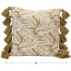 imageCreative CoOp Cotton Palm Frond Pattern ampamp Tassels Green ampamp Natural Pillow